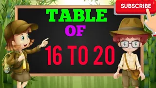 TABLO OF 16 TO 20 |  16 TO 20 TABLES IN ENGLISH | TABLO OF 16 TO 20 SONG | TABLO OF 16 TO 20 VIDEO