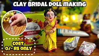 Clay doll making using medicine bottle | How to make clay idol | DIY clay art #claycraft