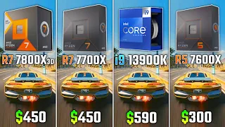 RYZEN 7800X3D vs RYZEN 7700X vs INTEL i9-13900K vs RYZEN 7600X | Test in 6 Games