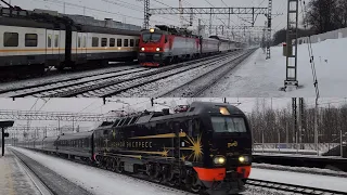 Утренняя пачка пассажирских поездов на Москву | Окт.ж.д. | февраль 2024