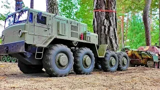 RC TANK STUCK IN THE GROUND AMAZING RC MODEL MAZ-537 MILITARY VEHICLE AT HARD WORK