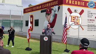 Freddie Freeman clubhouse at El Modena High School: Steve Bernard compliments Dodgers All-Star