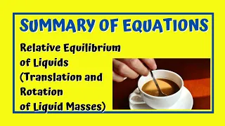 relative equilibrium of liquids (translation and rotation of liquid masses)
