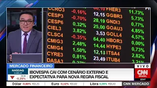 CNN Mercado: Ibovespa cai com cenário externo e expectativa para nova regra fiscal | 20/03/2023