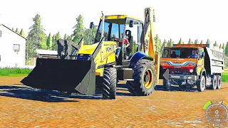 public works on Geiselsberg map / jcb 3cx backhoe / farming simulator 19