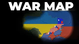 Russo-Ukranian war map in the style of @mapsinanutshell. (but without army sizes and dates)