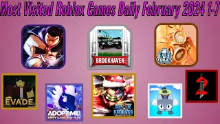 Most Visited Roblox Games Daily February 2024 1-7