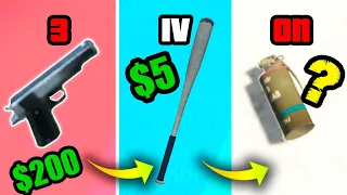 Cheapest Weapon in GTA Games (Price evolution)