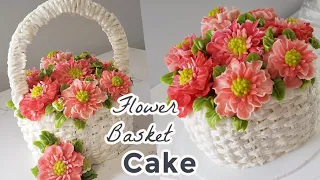 How to make flower basket cake | Buttercream flowers | Floral cake | Chocolate basket
