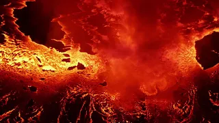 Slow motion shots of magma