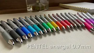 PENTEL ENERGEL 0.7 mm - 20 Colors (SWATCHES + WATERPROOF TEST)