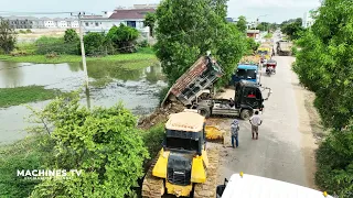 Parr-2 First Start Land Filling Up With Stone & Soil Use Bulldozer KOMASTU D51PX & 5ton Dump Truck