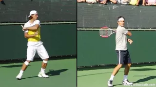 Roger Federer and Rafael Nadal's Forehands Split-Screened