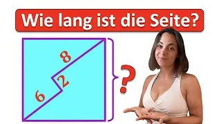 🦋🦋🦋 WUNDERSCHÖNES MATHE GEOMETRIE RÄTSEL mit sehr eleganter Lösung | Seitenlänge Quadrat berechnen!