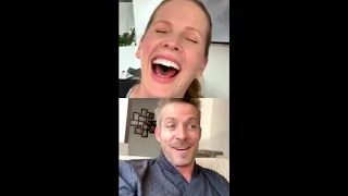 Rebecca Mader laughing at Sean Maguire during "At Home With Sean And Bex"