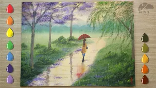 Gentle Rain, Quiet Place / Acrylic Painting Techniques