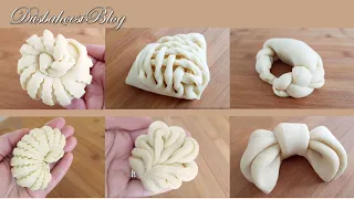 How to make these 6 amazing bread shapes for breakfast! Shape bread rolls! Dough recipe 💯😍