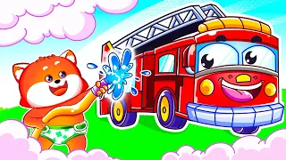 Fire Truck Wash Song 🚒🧼 Nursery Rhymes &  Funny Kids Songs 😻😺Cartoon for Kids by Lucky Zee Zee