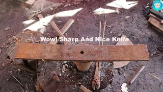 Knife Making: Turning A Very Thick And Rusted Leaf Spring Into A Nice And Sharp Knife.