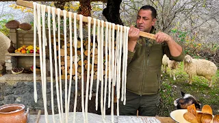 Recipe of the National Azerbaijani Dish made of Dough and Tender Lamb Meat