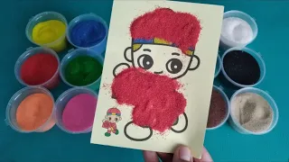 coloring and painting boys and ampau painting with color sand