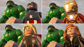 All MCU Avengers Characters HULK THOR Smash in LEGO Marvel Super Heroes