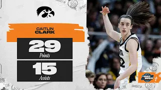 Caitlin Clark racks up 29 points, 15 assists in Iowa's dominant Sweet 16 win