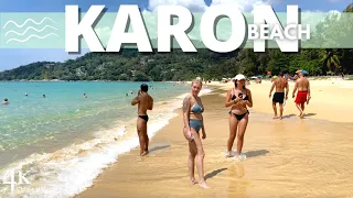 【4K 🎥】Phuket 2023 Karon Beach - Sunny Walking tour, Thailand 🇹🇭