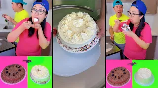 Ice cream challenge! 🍨 chocolate cake vs vanilla cake mukbang