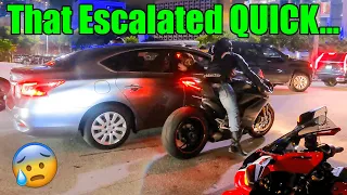 AGGRESSIVE Miami Driver ASSAULTS Biker | R1M, S1000rr, CBR1000rrr, 1299 Panigale, Huracan & Cops