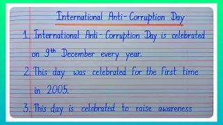 10 Lines Essay On International Anti Corruption Day In English l Anti Corruption Day Essay l