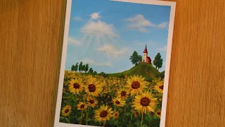 해바라기 쉽지만 예쁘게 그리는 법🌻sunflowers / acrylic painting tutorial