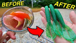 Melting OLD Plastic to Make The PERFECT Bass Fishing Bait! Create to Catch