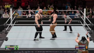 BIG SHOW VS BRAUN STROWMAN DESTROYING THE RING -WWE 2K17