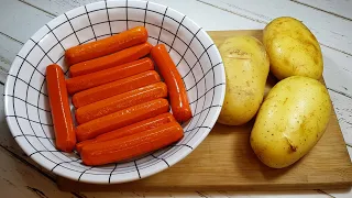 VOCÊ VAI ADORAR ESSA RECEITA COM BATATA E SALSICHA! Receita simples, fácil e saborosa!