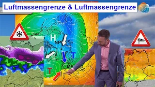 Luftmassengrenze morgen, Luftmassengrenze über Europa. Und wir? Wettervorhersage 06.-13.02.2024.