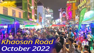 4K HDR 🇹🇭Khaosan Road Walking Tour - Bangkok Thailand Nightlife 2022