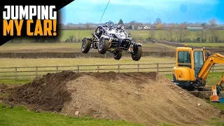 BUILDING AND HITTING A HUGE CAR JUMP AT HOME!!