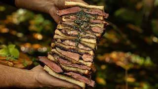 Epic Quadruple Steak Toast By Almazan Kitchen! - Outdoor Cooking