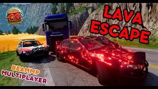 Lava Flood Escape in BeamNG Drive 🚗🌋