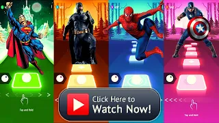 Superman vs Batman vs SpiderMan vs Captain America Tiles Hop EDM Rush on ToKo Games