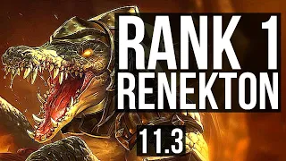 RENEKTON vs PANTHEON (TOP) | Rank 1 Renekton, 5/0/3, Rank 8 | BR Challenger | v11.3