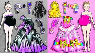 [🐾paper diy🐾] Pink and Black Rapunzel Mother and Daughter Family | Rapunzel Compilation 놀이 종이