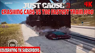 Just Cause 3 Crashing Cars Vs the Fastest Train