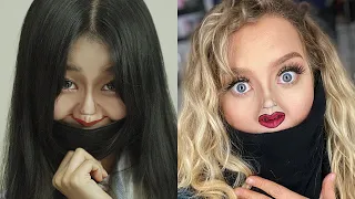 Korean Girls Try Tiny Face Makeup Challenge!!!