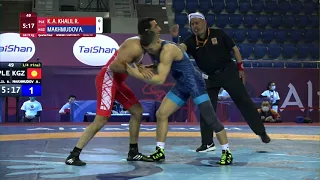 1/4 GR - 77 kg: R. K. A. KHALIL (PLE) v. A. MAKHMUDOV (KGZ)