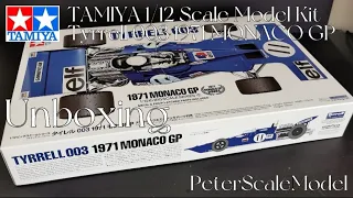 Tyrrell 003 MONACO GP / TAMIYA / 1/12 / Scale Model Unboxing / 2022 Reprint