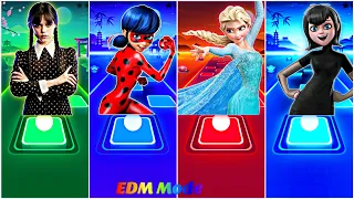 Wednesday Addams 🆚 Miraculous LadyBug 🆚 Elsa - Frozen 🆚 Mavis Dracula 🎶 Tiles Hop EDM Rush