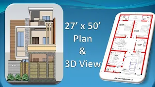 27x50 House Plan || North Face House Plans || 1300 Sqft House Design || 27by 50 ka Naksha.