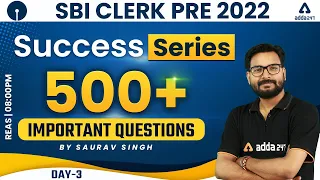 SBI CLERK PRE 2022 | SUCCESS SERIES | 500+ Important Questions #3 | Reasoning By Saurav Singh